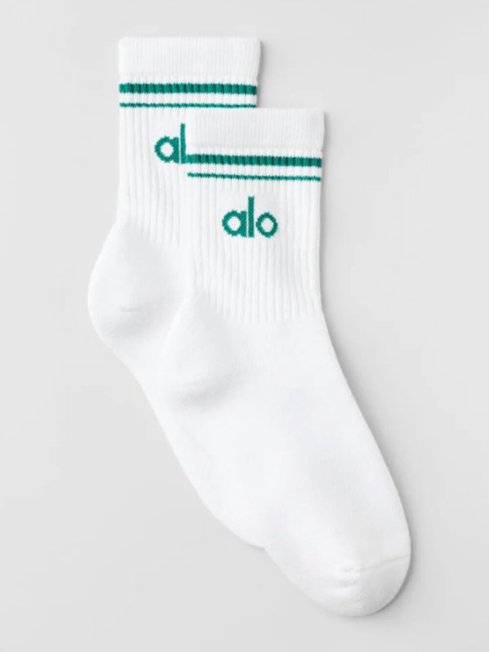 Alo Half-Crew Throwback Socks Emerald Isle White Size M NWT